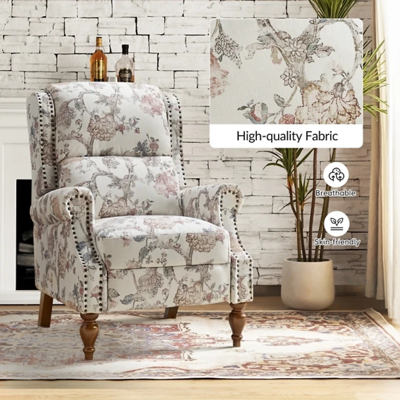 Rosalie Floral Upholstered Manual Recliner