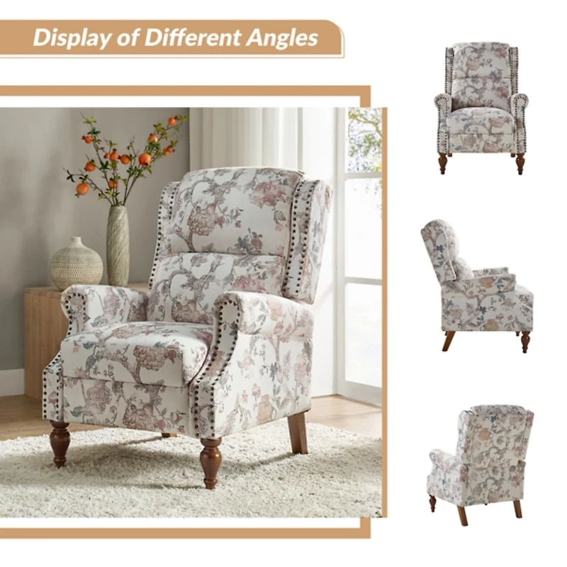 Rosalie Floral Upholstered Manual Recliner