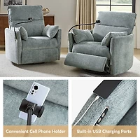 Gray Upholstered Archie Swivel Power Recliner