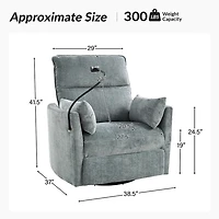 Gray Upholstered Archie Swivel Power Recliner