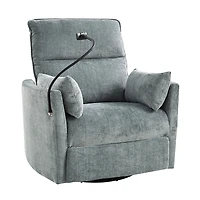 Gray Upholstered Archie Swivel Power Recliner