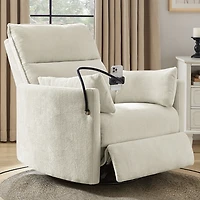 Ivory Upholstered Archie Swivel Power Recliner