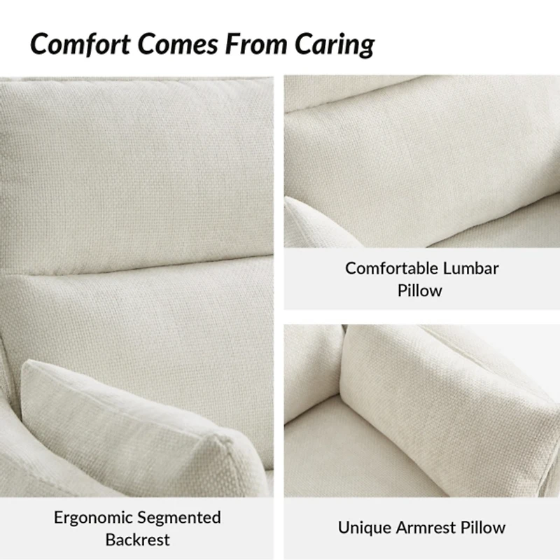 Ivory Upholstered Archie Swivel Power Recliner