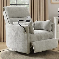 Light Upholstered Archie Swivel Power Recliner
