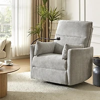 Light Upholstered Archie Swivel Power Recliner