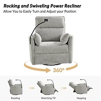 Light Upholstered Archie Swivel Power Recliner