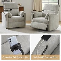 Light Upholstered Archie Swivel Power Recliner