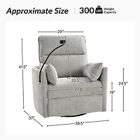 Light Upholstered Archie Swivel Power Recliner