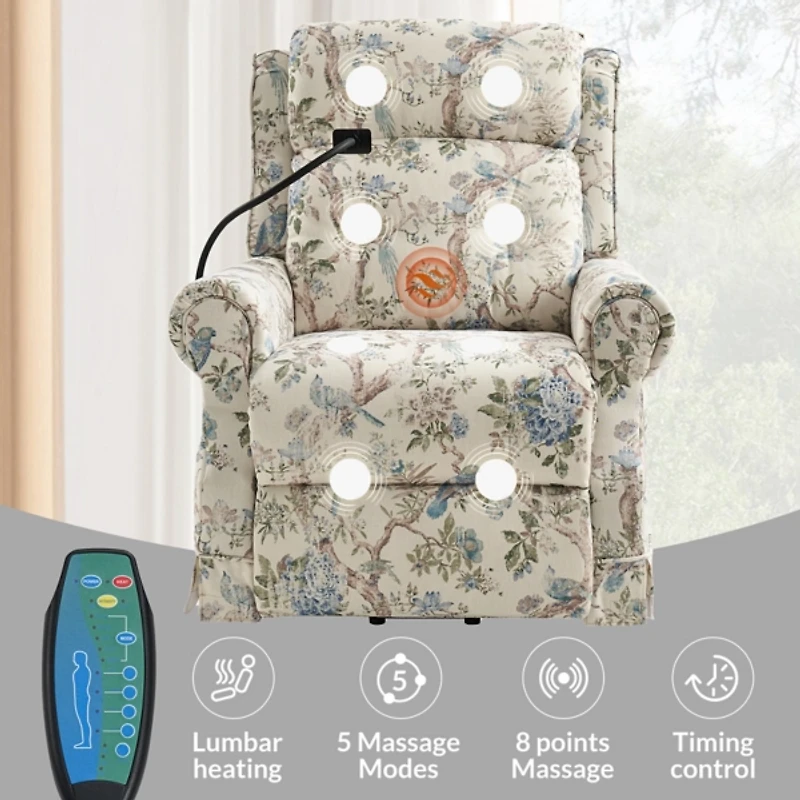Blue Bird Upholstered Billy Massage Power Recliner