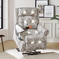 Damask Upholstered Billy Massage Power Recliner