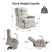 Damask Upholstered Billy Massage Power Recliner