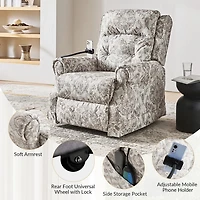 Damask Upholstered Billy Massage Power Recliner