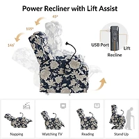 Floral Upholstered Billy Massage Power Recliner