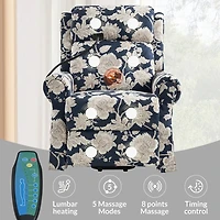 Floral Upholstered Billy Massage Power Recliner