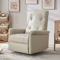 Val Beige Faux Leather Swivel Power Recliner