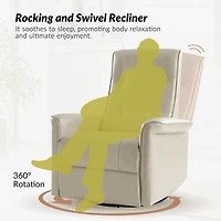 Val Beige Faux Leather Swivel Power Recliner