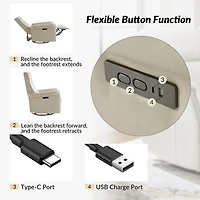 Val Beige Faux Leather Swivel Power Recliner