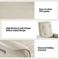 Val Beige Faux Leather Swivel Power Recliner