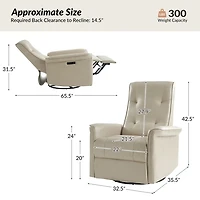 Val Beige Faux Leather Swivel Power Recliner