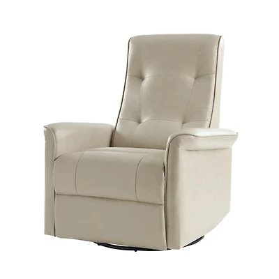 Val Beige Faux Leather Swivel Power Recliner