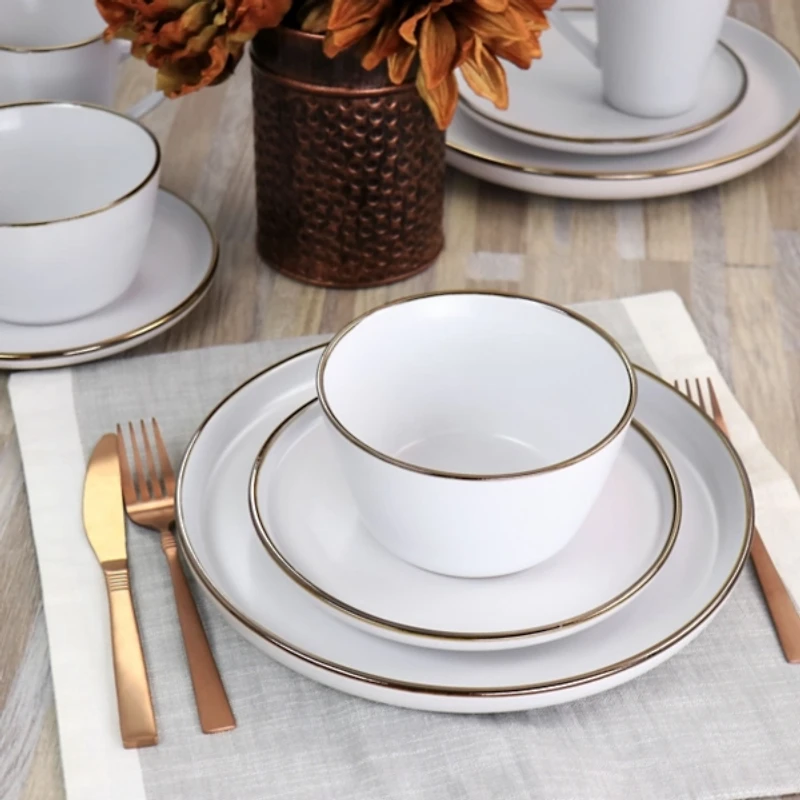 White Gold Elma Stoneware 16-pc. Dinnerware Set