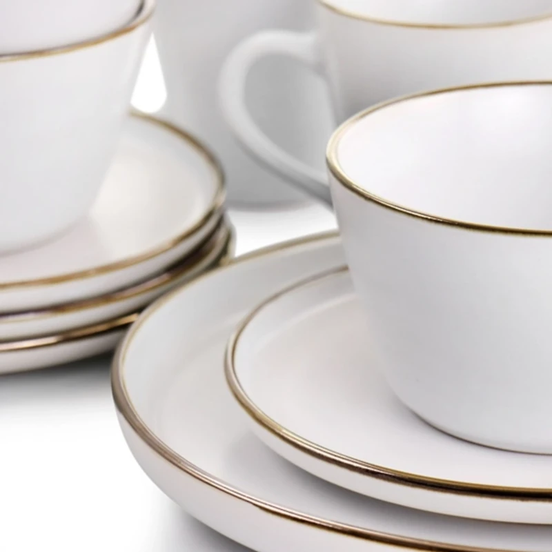 White Gold Elma Stoneware 16-pc. Dinnerware Set