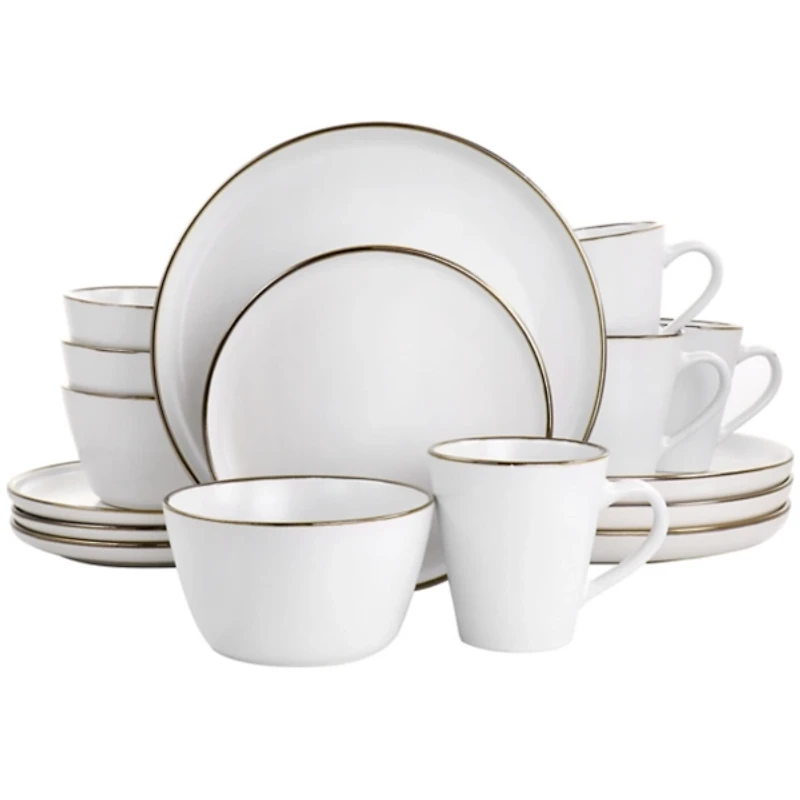 White Gold Elma Stoneware 16-pc. Dinnerware Set