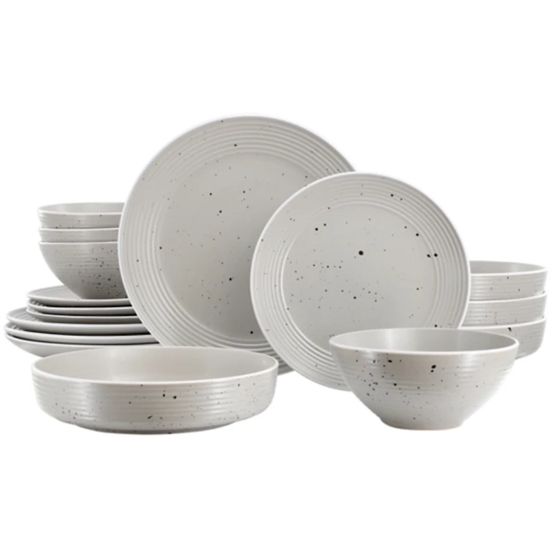 Light Gray Emilia Stoneware 16-pc. Dinnerware Set