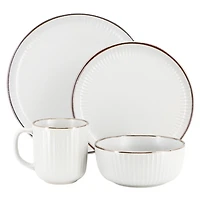 White Leo Stoneware 16-pc. Dinnerware Set