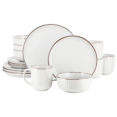 White Leo Stoneware 16-pc. Dinnerware Set