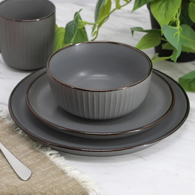 Dark Gray Leo Stoneware 16-pc. Dinnerware Set