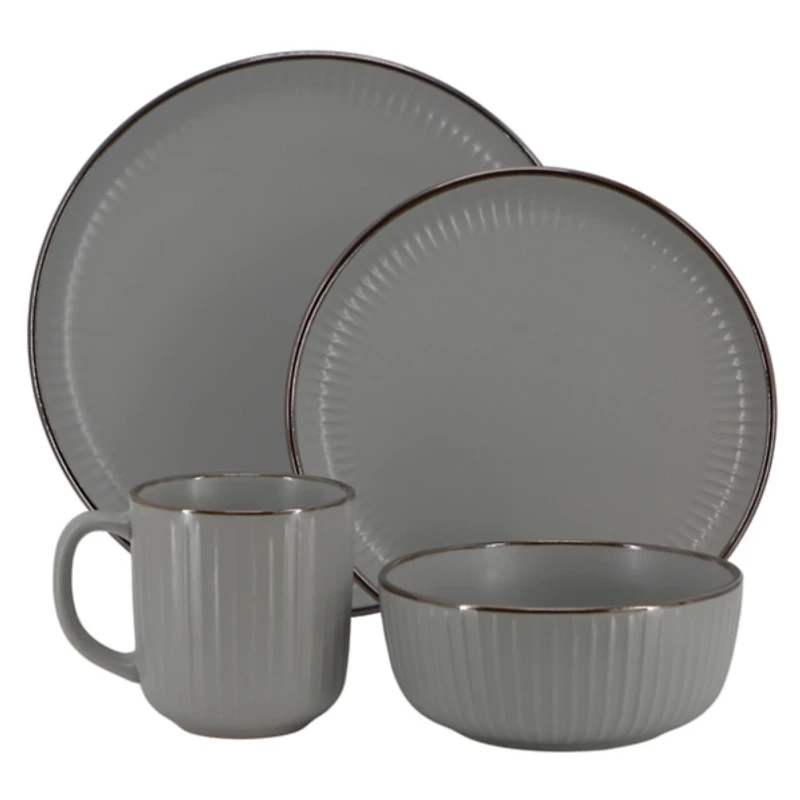 Dark Gray Leo Stoneware 16-pc. Dinnerware Set