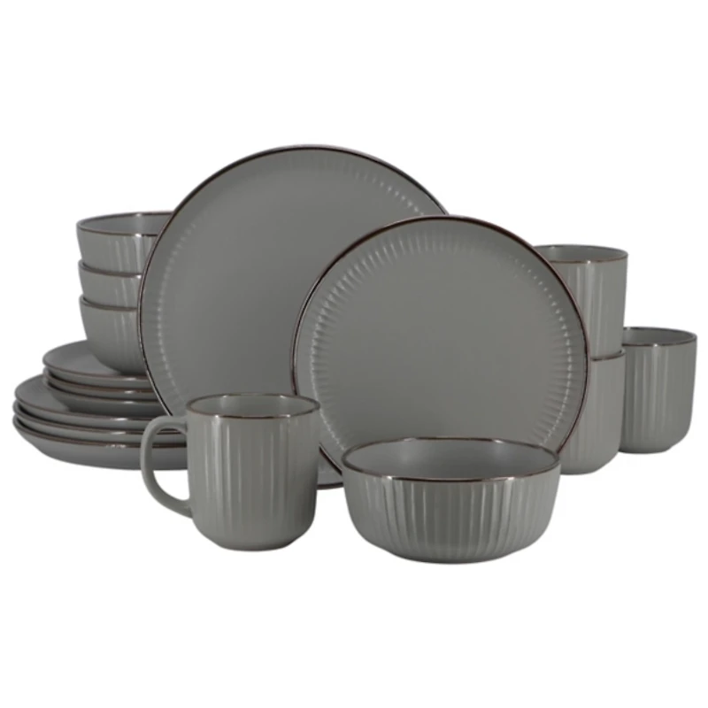 Dark Gray Leo Stoneware 16-pc. Dinnerware Set