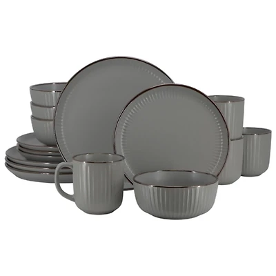 Dark Gray Leo Stoneware 16-pc. Dinnerware Set