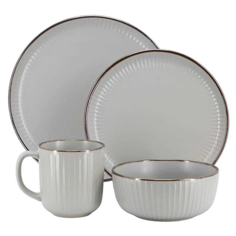 Light Gray Leo Stoneware 16-pc. Dinnerware Set