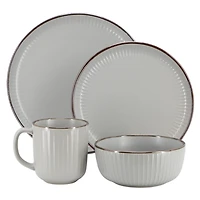 Light Gray Leo Stoneware 16-pc. Dinnerware Set