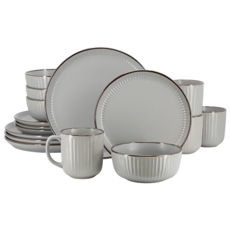Light Gray Leo Stoneware 16-pc. Dinnerware Set