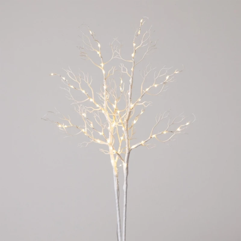 Pre-Lit White Birch Branch Stems, Set of 2