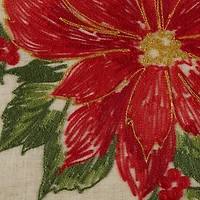 Embroidered Holly Poinsettia Table Runner