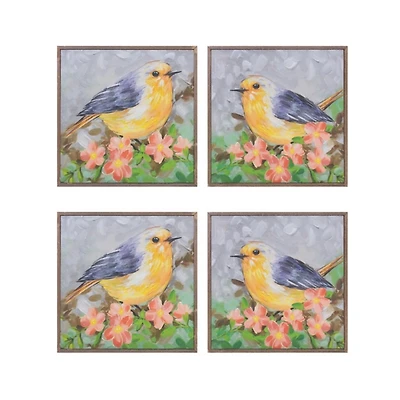 Colorful Birds Framed Canvas Art Prints, Set of 4