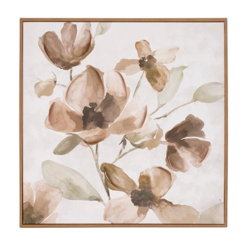 Beige Floral Framed Art Prints, Set of 2