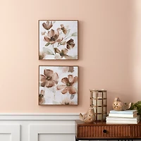 Beige Floral Framed Art Prints, Set of 2