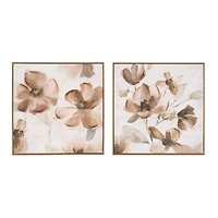 Beige Floral Framed Art Prints, Set of 2