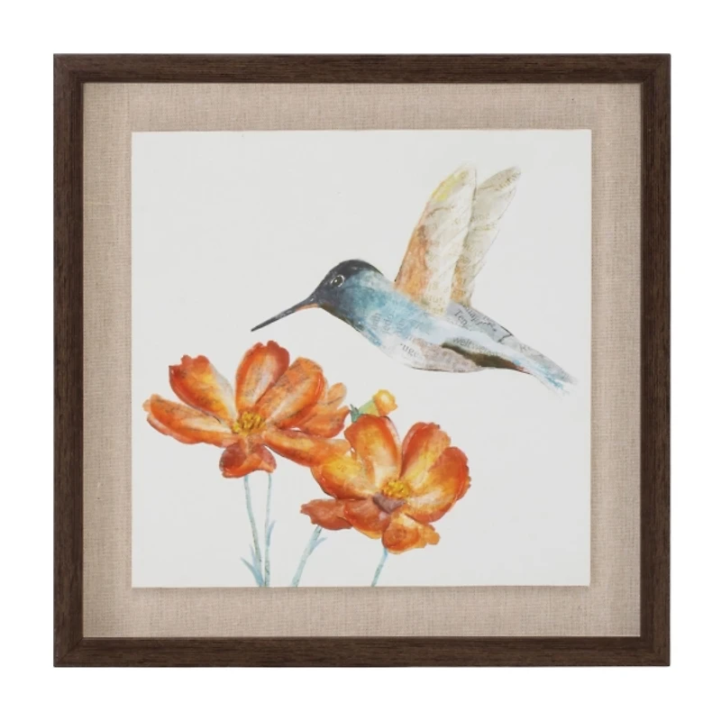 Orange Hummingbird Framed Art Print, Set of 2
