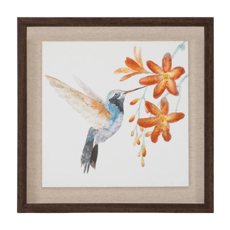 Orange Hummingbird Framed Art Print, Set of 2