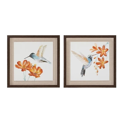 Orange Hummingbird Framed Art Print, Set of 2