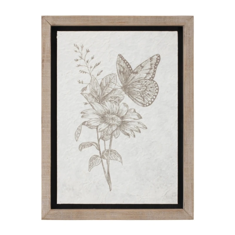Neutral Floral Insects Framed Art Prints, Set of 3