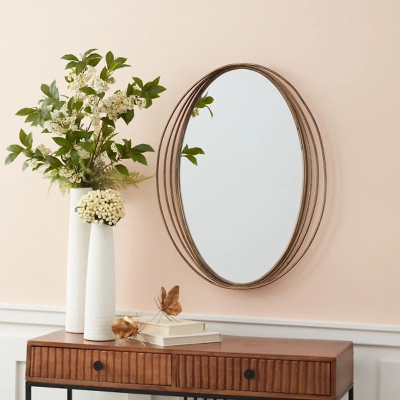 Brushed Copper Oval Wall Mirror