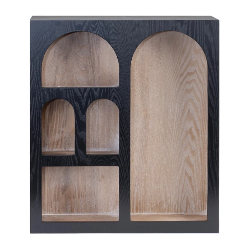 Black Arched Wood Wall Shelf
