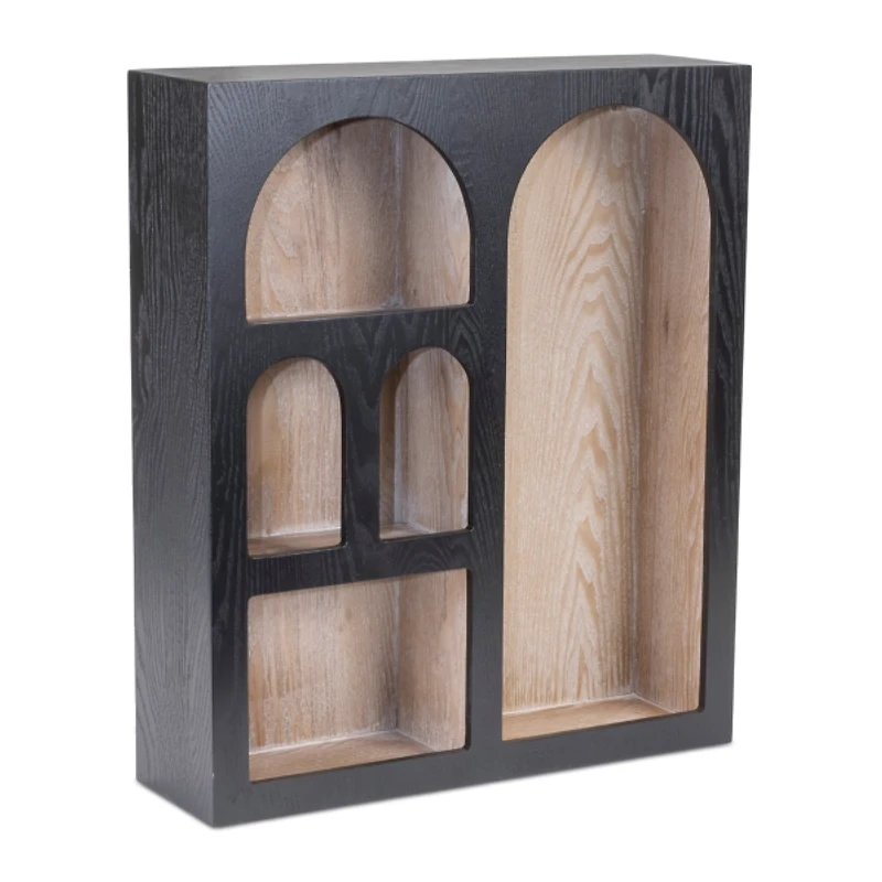 Black Arched Wood Wall Shelf